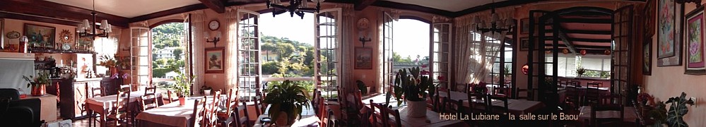 the dining room with view to the White Baou